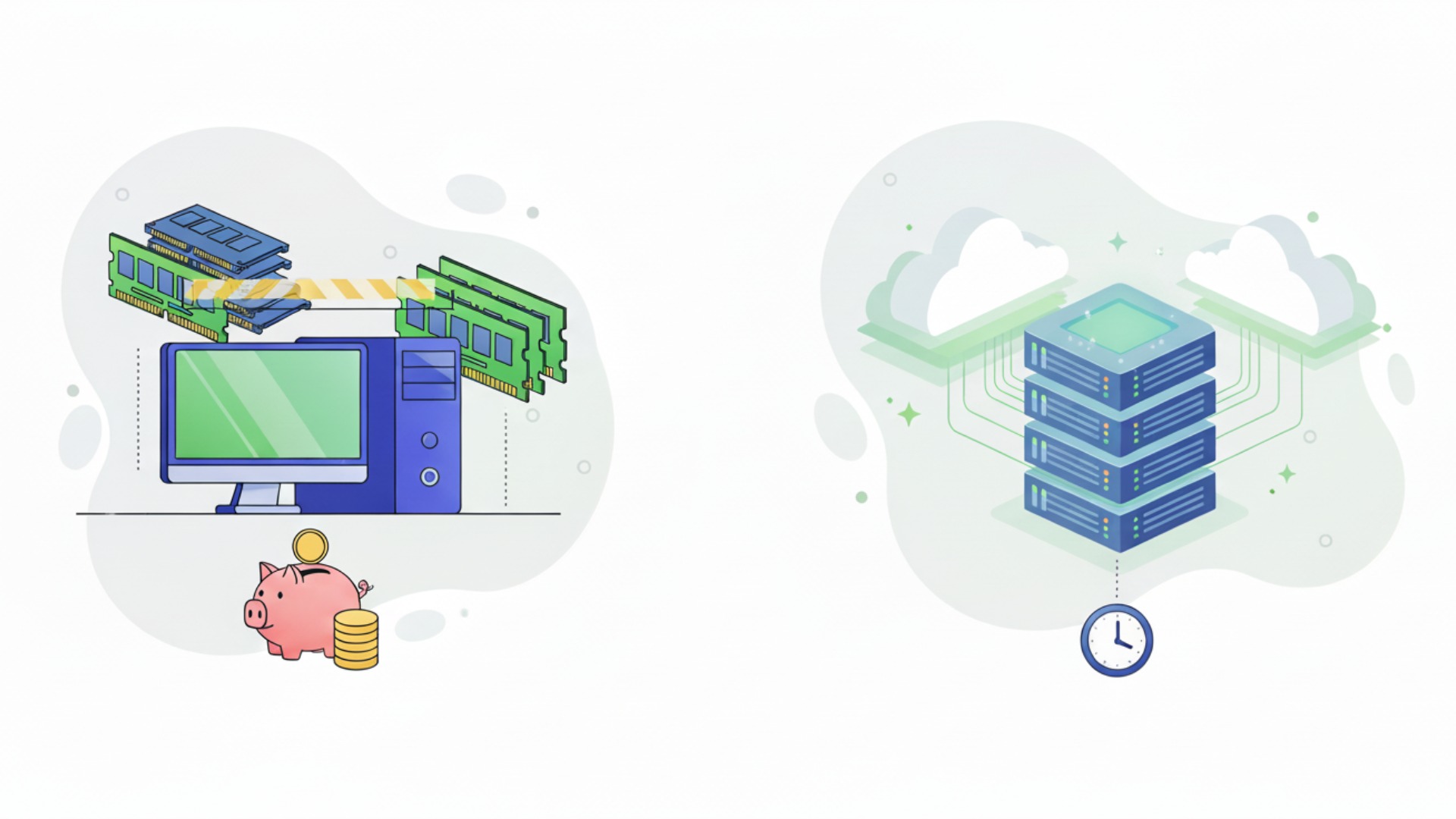 ローカル実行とクラウド利用のメモリ要件比較