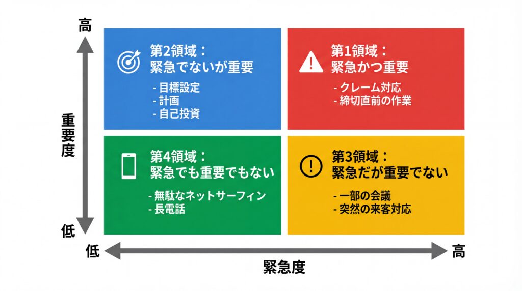 タスクの優先順位付けに役立つアイゼンハワー・マトリクスの4象限